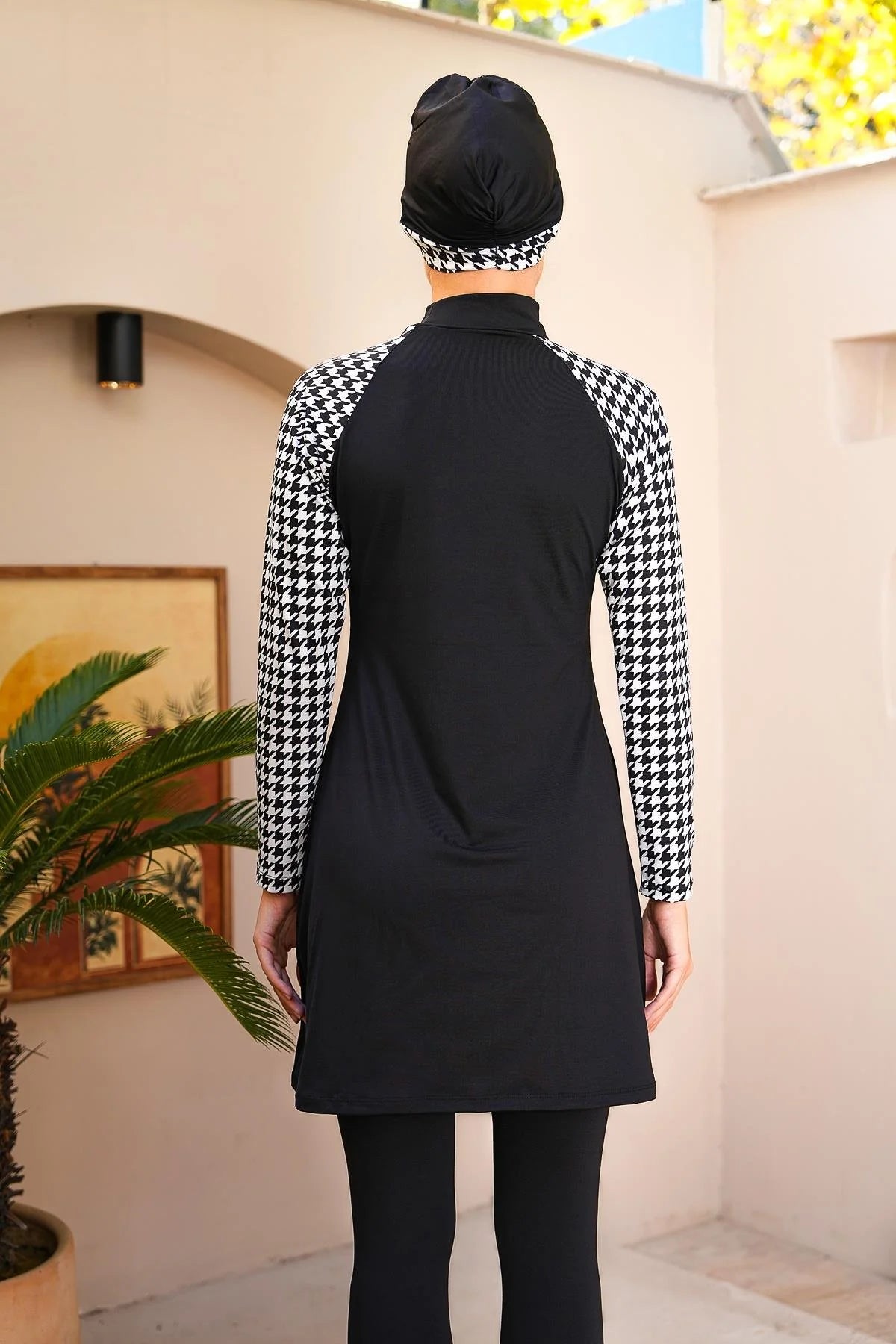 SX Checked Printed Swimwear Set Black