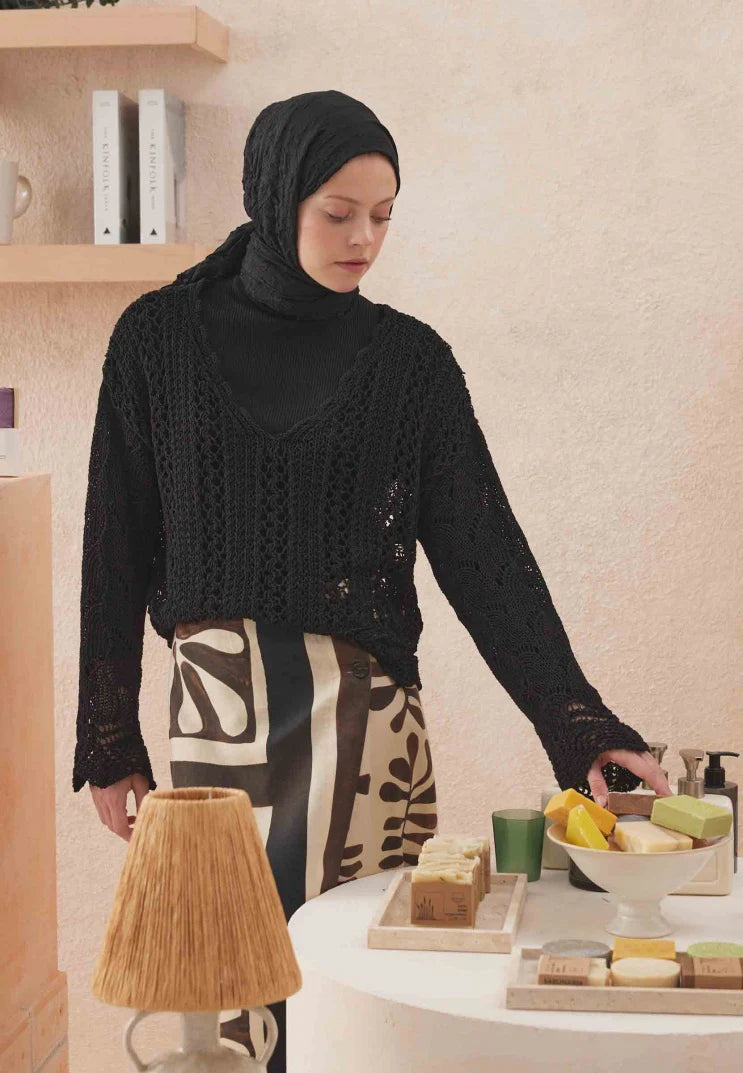 Fresh Scarf Voile Crash Black Shawl