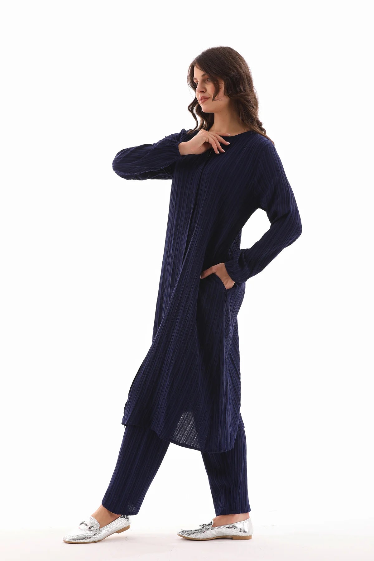 ECM Long Tunic Set Navy Blue