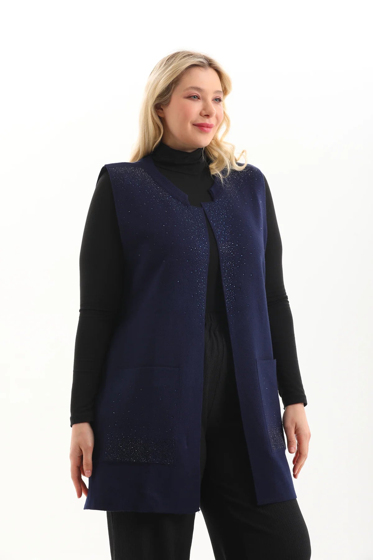 N&A Knitted Vest Navy Blue