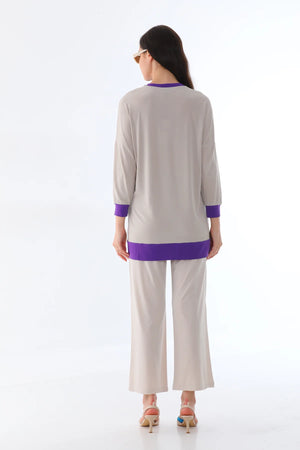 PN Ebru Printed Set Beige&Purple