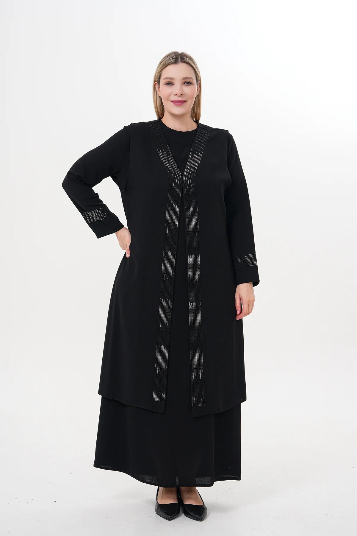 O&F Angelina Vest Dress Set Black