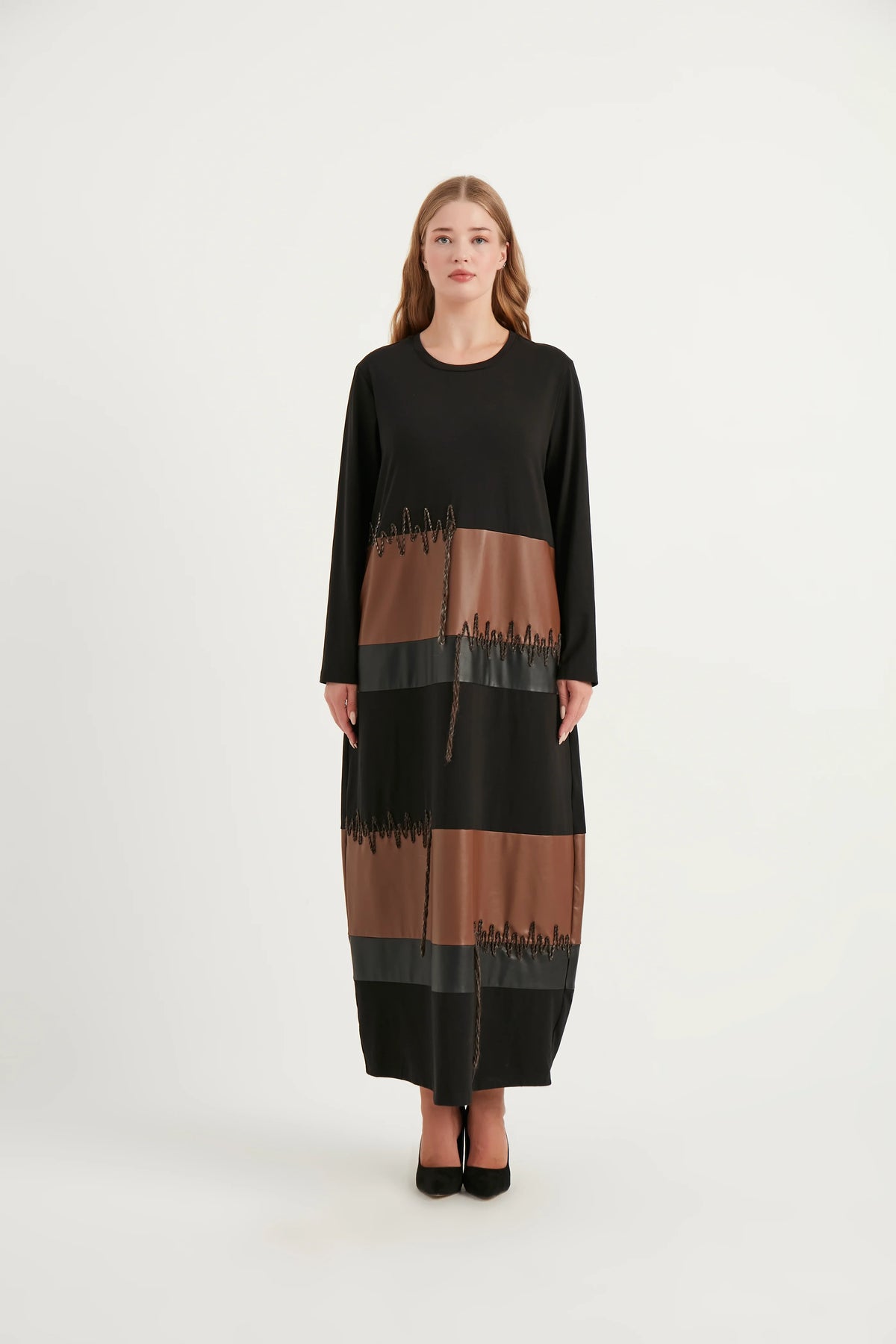 R&Q Leather Detailed Dress Black