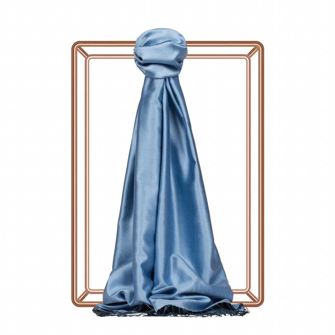 Ipekevi 927 Sky Blue Reversible Silk Shawl