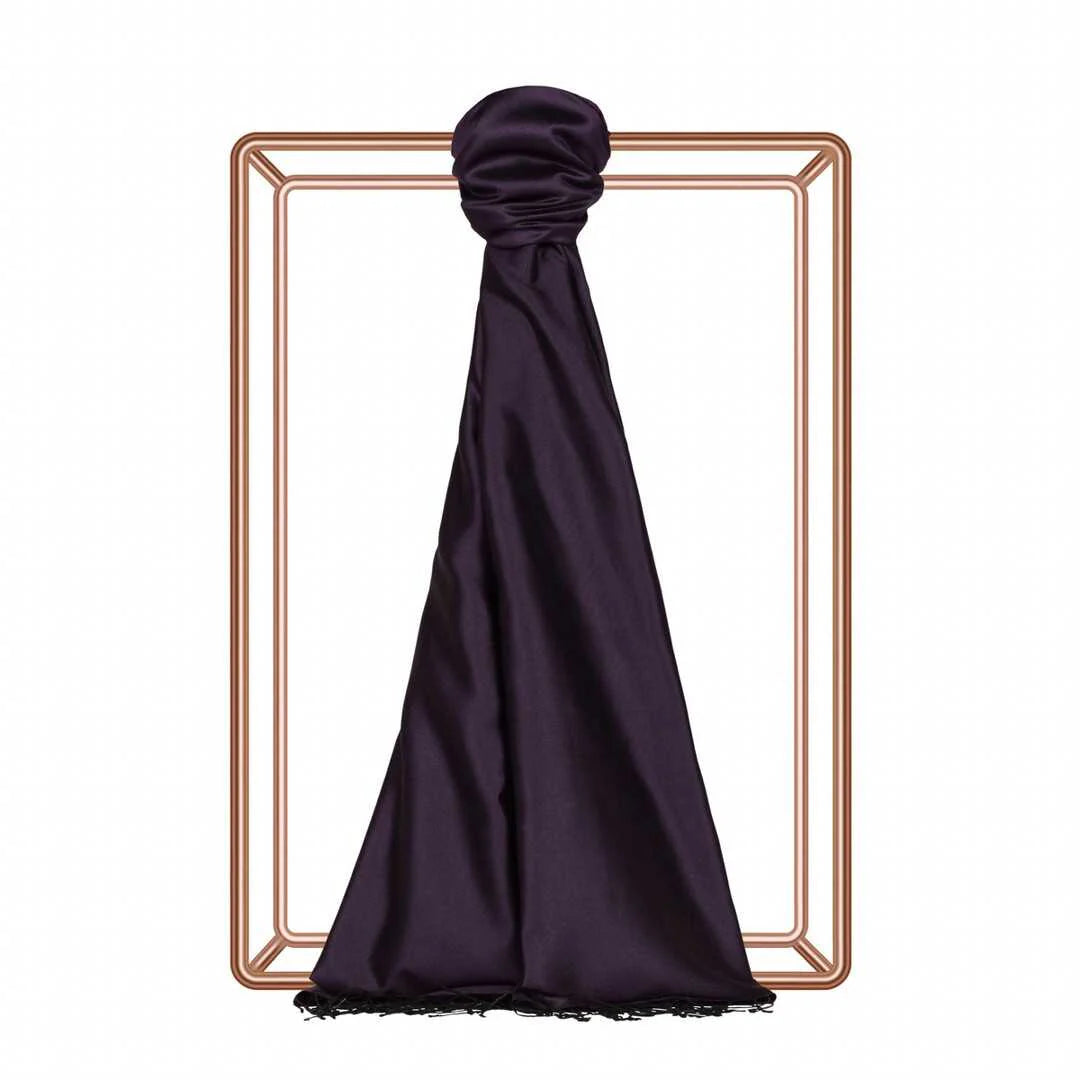 Ipekevi 927 Eggplant Purple Reversible Silk Shawl