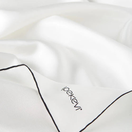Ipekevi 01116 Pearl White Plain Silk Twill Scarf