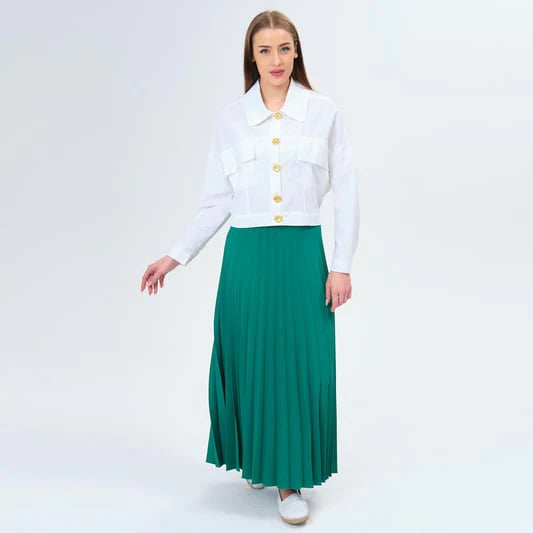 NLW Pleated Skirt Dark Green