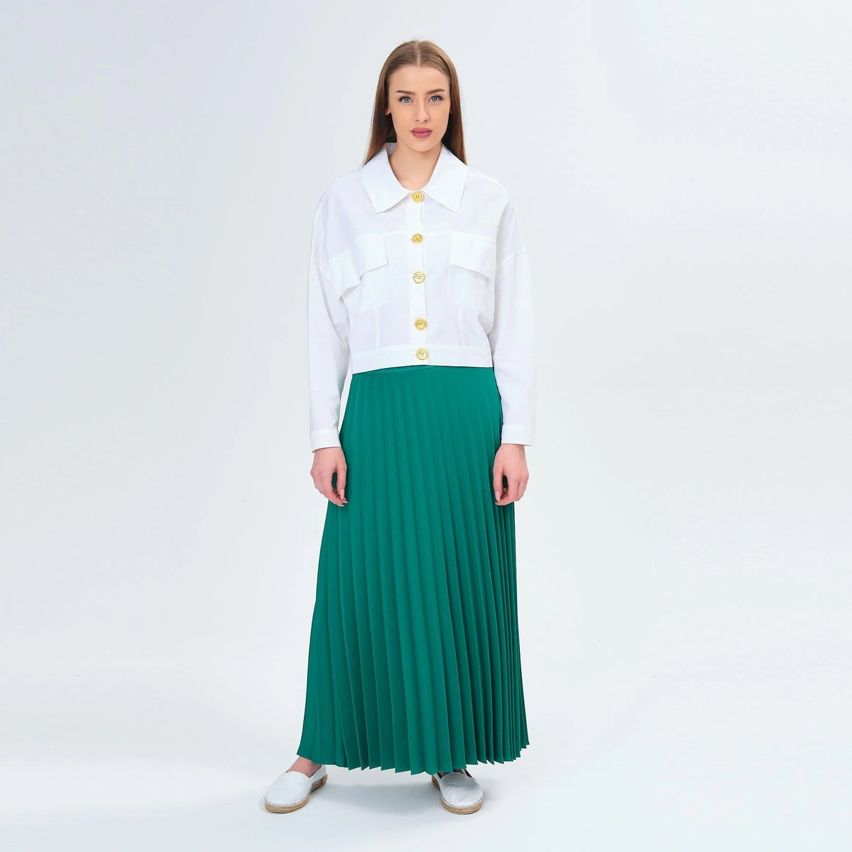 NLW Pleated Skirt Dark Green