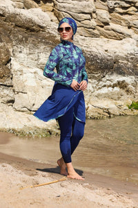 S&X 2292 Long Floral Tunic Swimwear Set Green