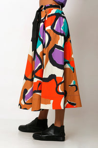 BZ Printed Buyrun Down Skirt Colorfull