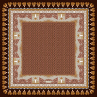 EG Fringe Logo Silk Scarf Brown