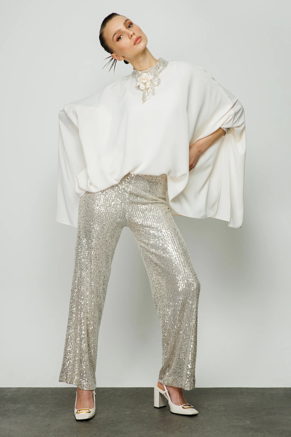 My3 Sequin Detailed Set Ecru&Beige