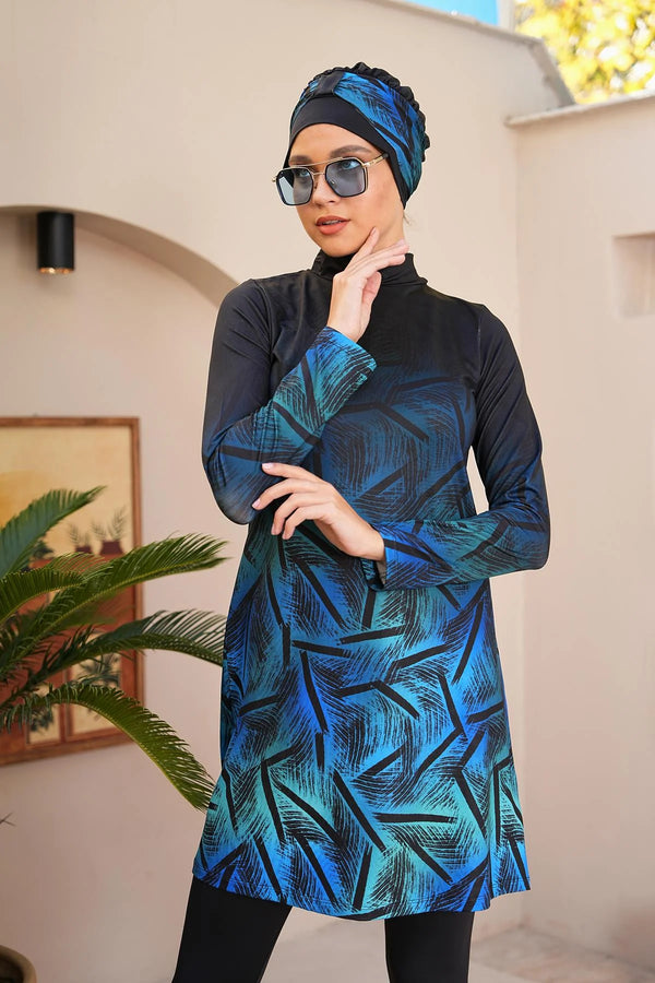 SX Elastic Blue&Green Swimwear set