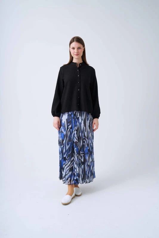 NLW Printed Pleated Skirt Blue