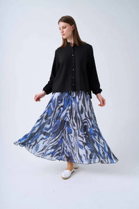 NLW Printed Pleated Skirt Blue