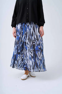 NLW Printed Pleated Skirt Blue