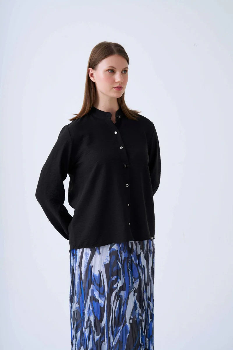 NLW 4022A Zany Linen Shirt Black
