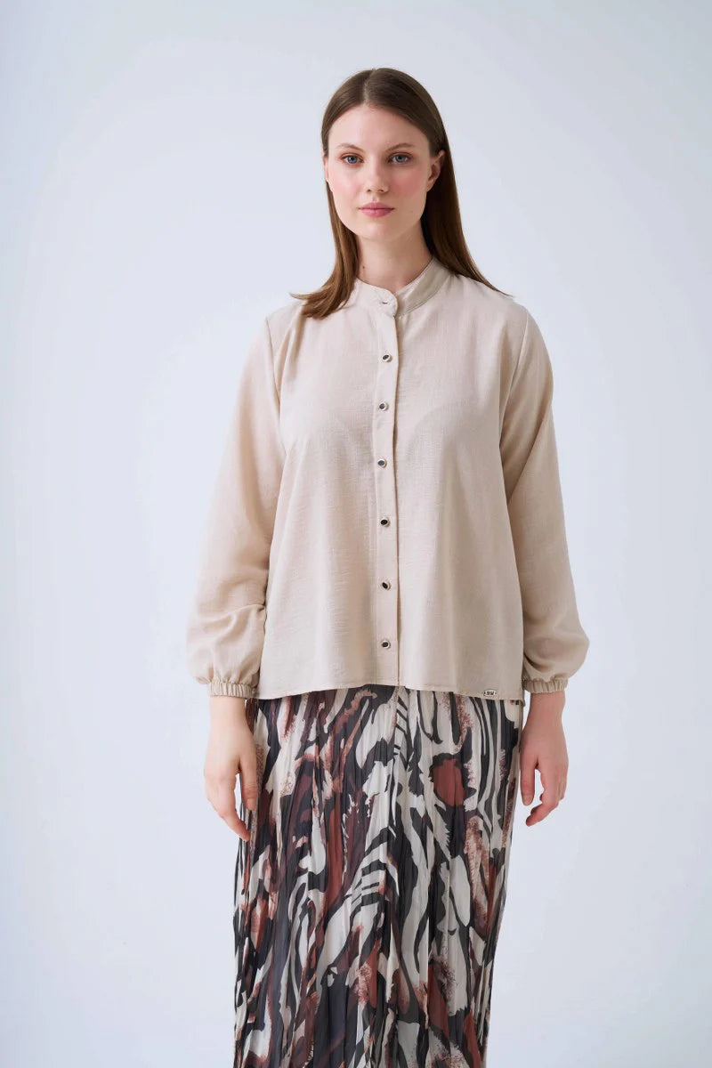 NLW 4022A Zany Linen Shirt Beige