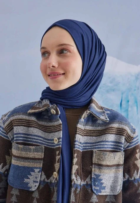 Fresh Scarf jersey Shawl Dark Blue