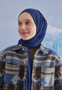 Fresh Scarf jersey Shawl Dark Blue