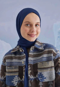Fresh Scarf jersey Shawl Dark Blue