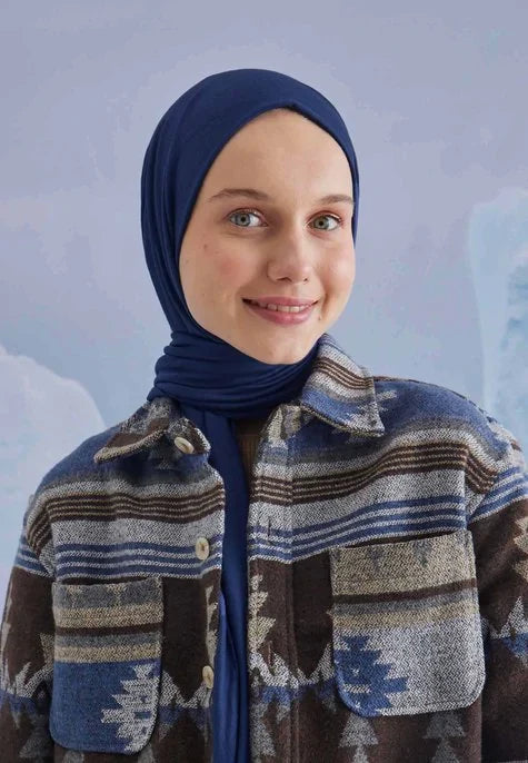 Fresh Scarf jersey Shawl Dark Blue