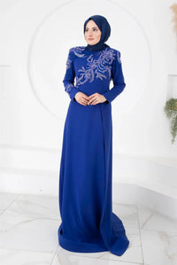 D&T Handmade Rhinestone Dress Sax Blue