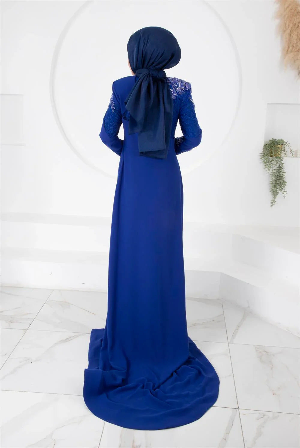 D&T Handmade Rhinestone Dress Sax Blue