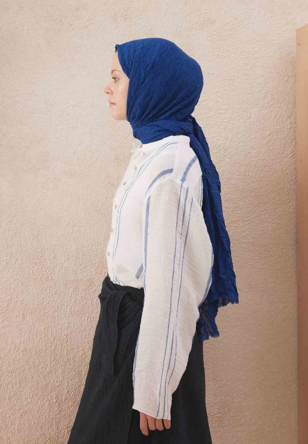 Fresh Scarf Voile Crash Sax Blue Shawl