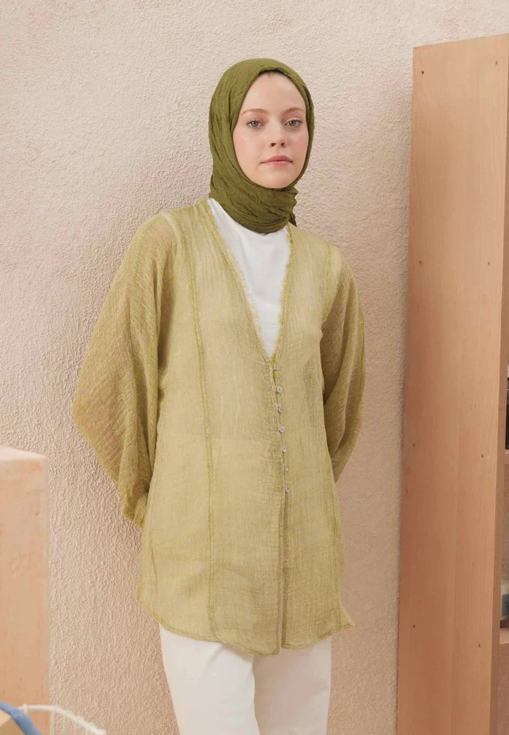 Fresh Scarf Voile Crash Olive Shawl