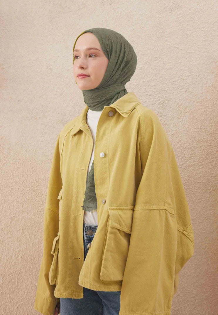 Fresh Scarf Voile Crash Green Almond Shawl