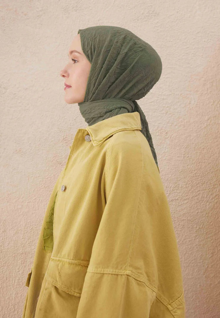 Fresh Scarf Voile Crash Green Almond Shawl