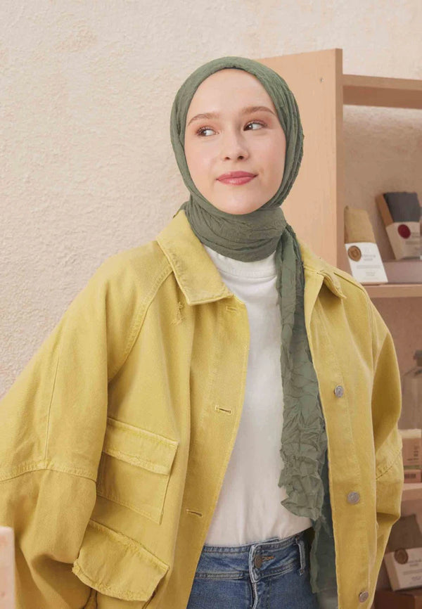 Fresh Scarf Voile Crash Green Almond Shawl
