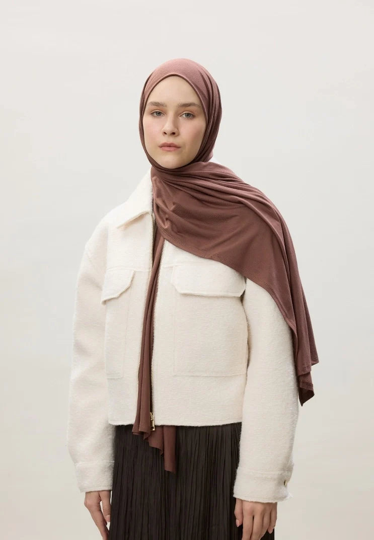 Fresh Scarf Jersey Shawl Red Brown