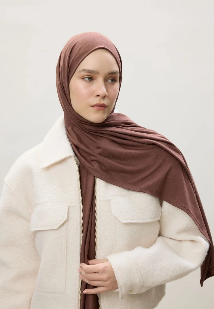 Fresh Scarf Jersey Shawl Red Brown