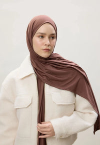 Fresh Scarf Jersey Shawl Red Brown