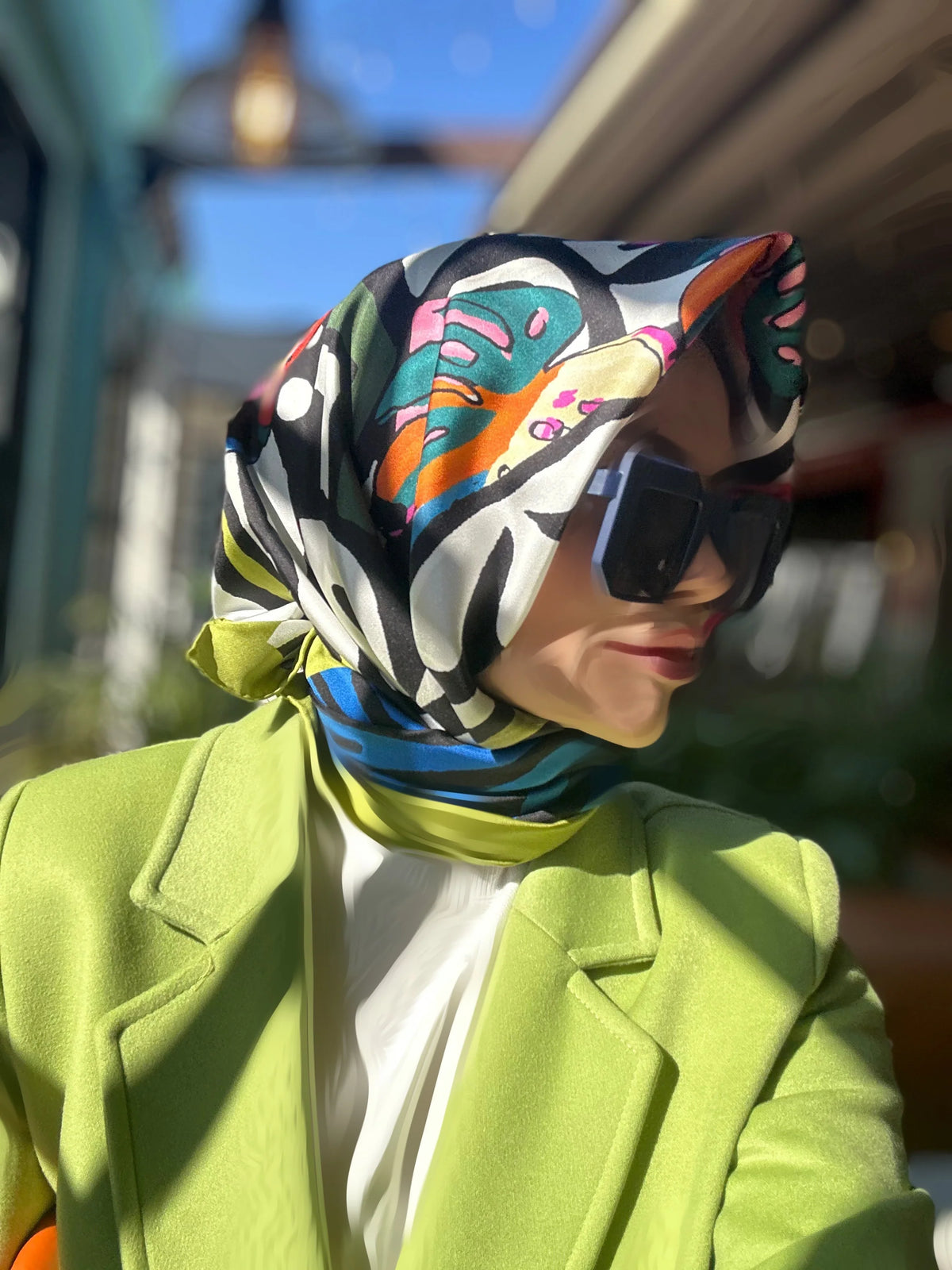 EG Mixture Silk Scarf Green
