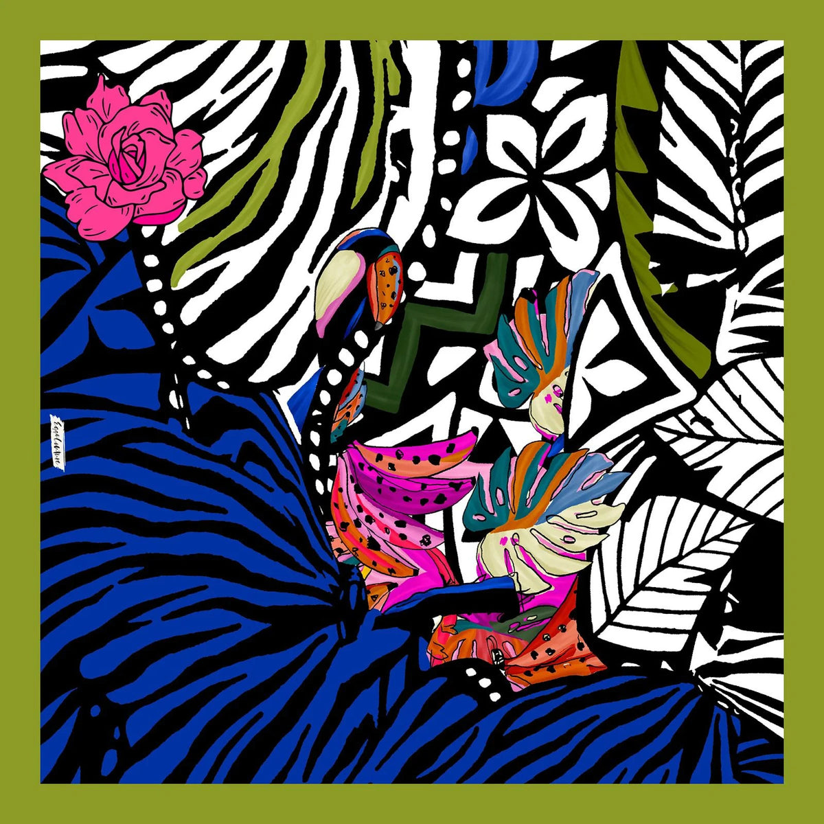 EG Mixture Silk Scarf Green