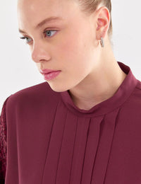 VV Lace Arm Detailed Tunic Burgundy
