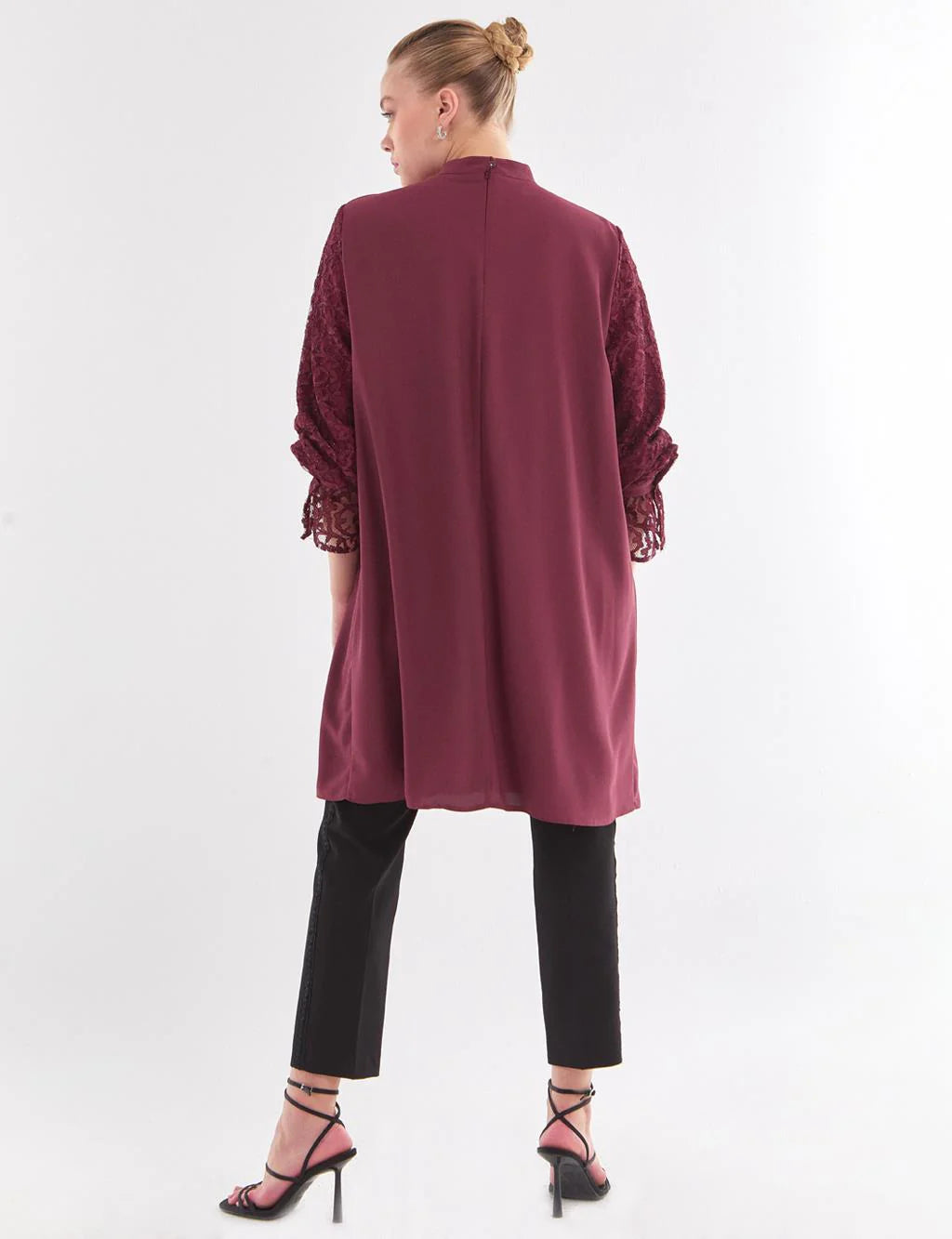 VV Lace Arm Detailed Tunic Burgundy