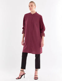 VV Lace Arm Detailed Tunic Burgundy