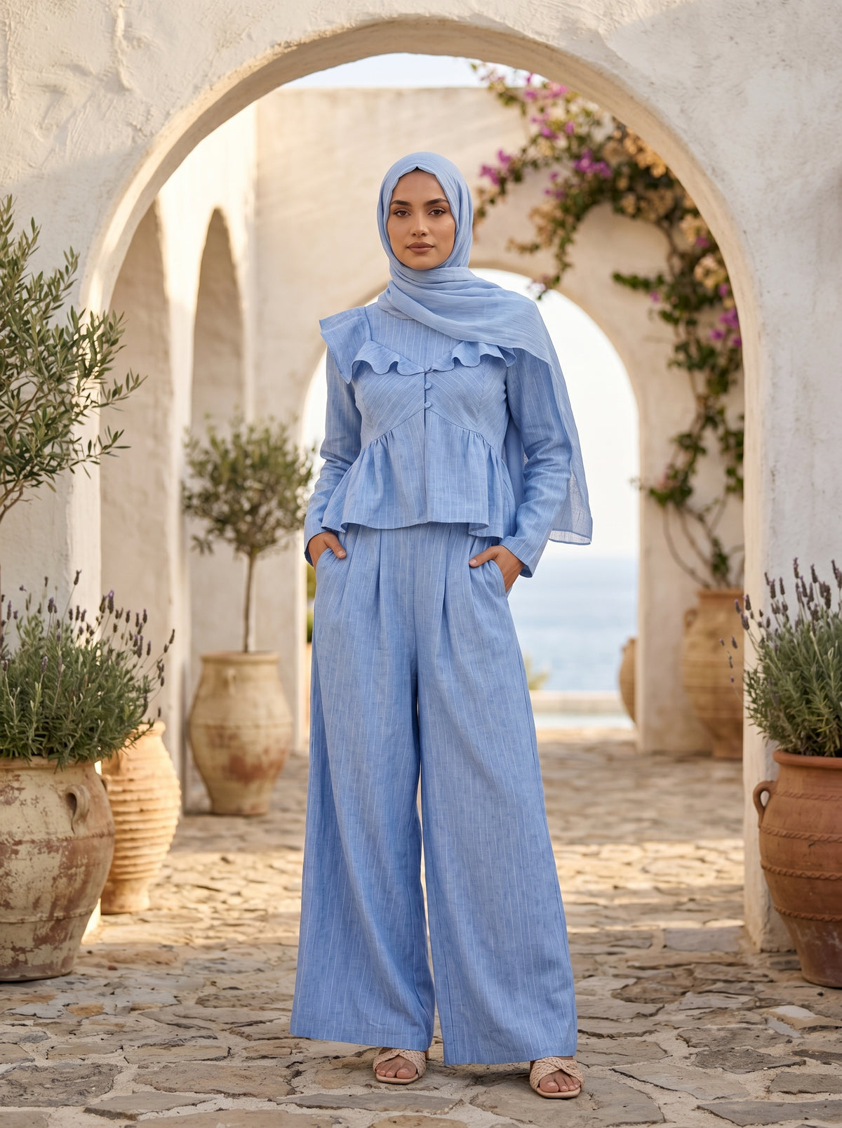 Lurex Stripe Wide Leg Pants