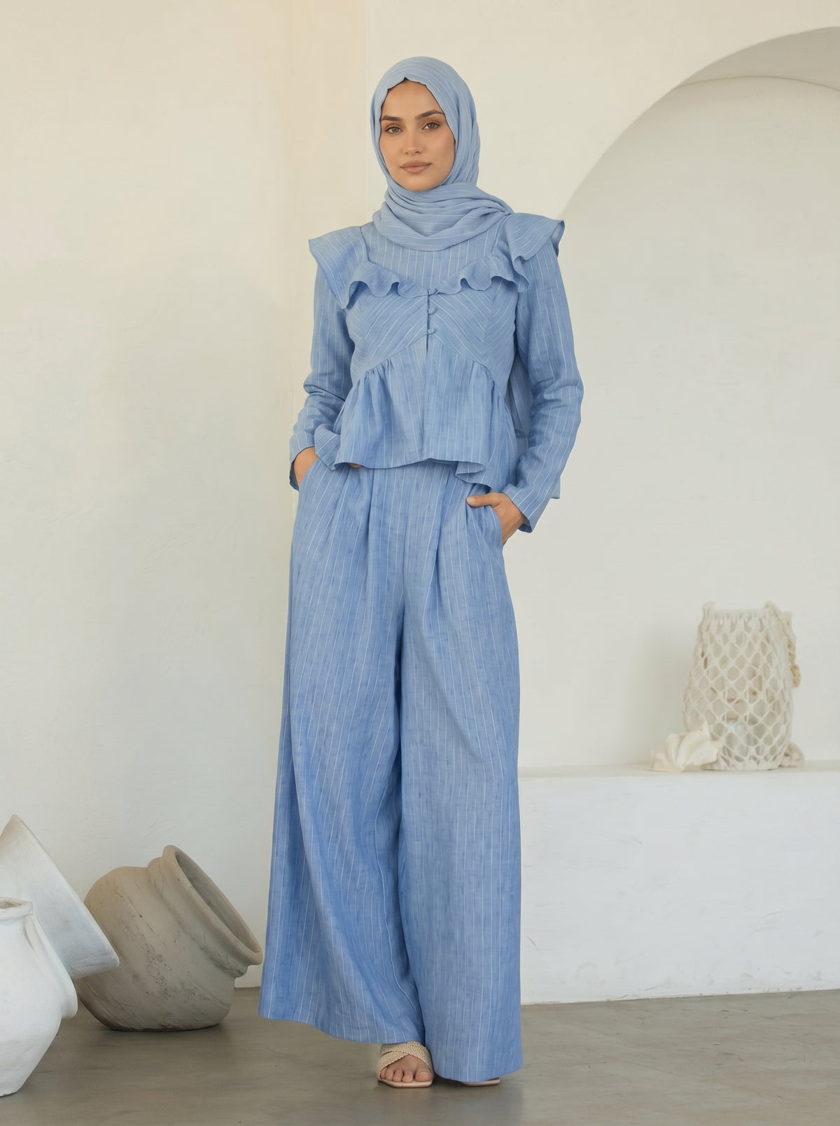 Lurex Stripe Wide Leg Pants