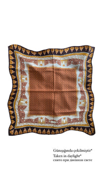 EG Fringe Logo Silk Scarf Brown