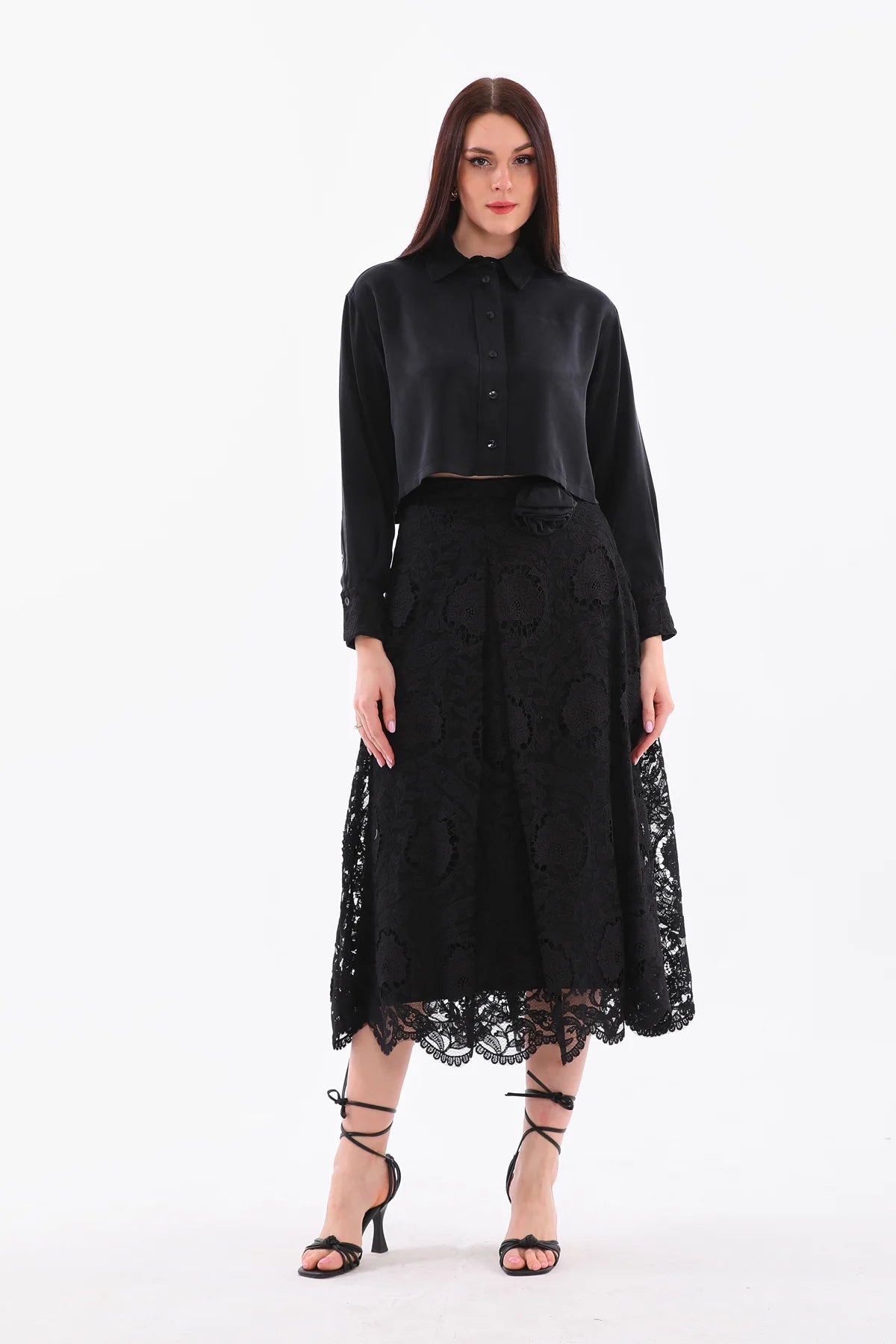 D&T Silk and Lace Set Black