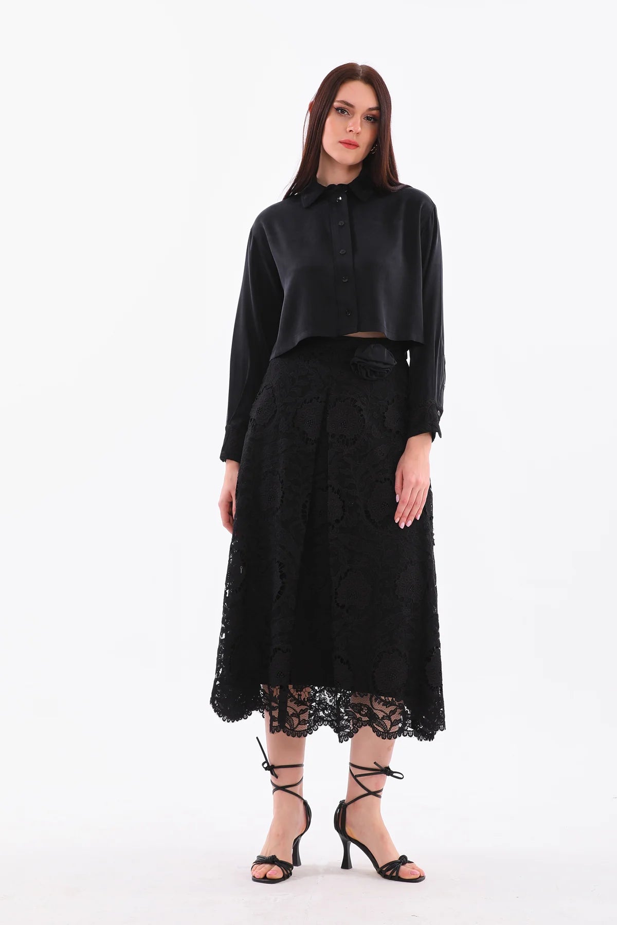 D&T Silk and Lace Set Black