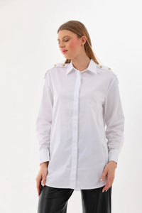B&A Epaulette Dtld Shirt White