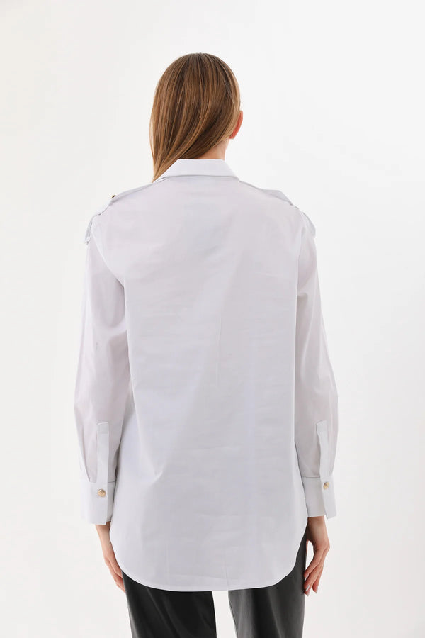 B&A Epaulette Dtld Shirt White