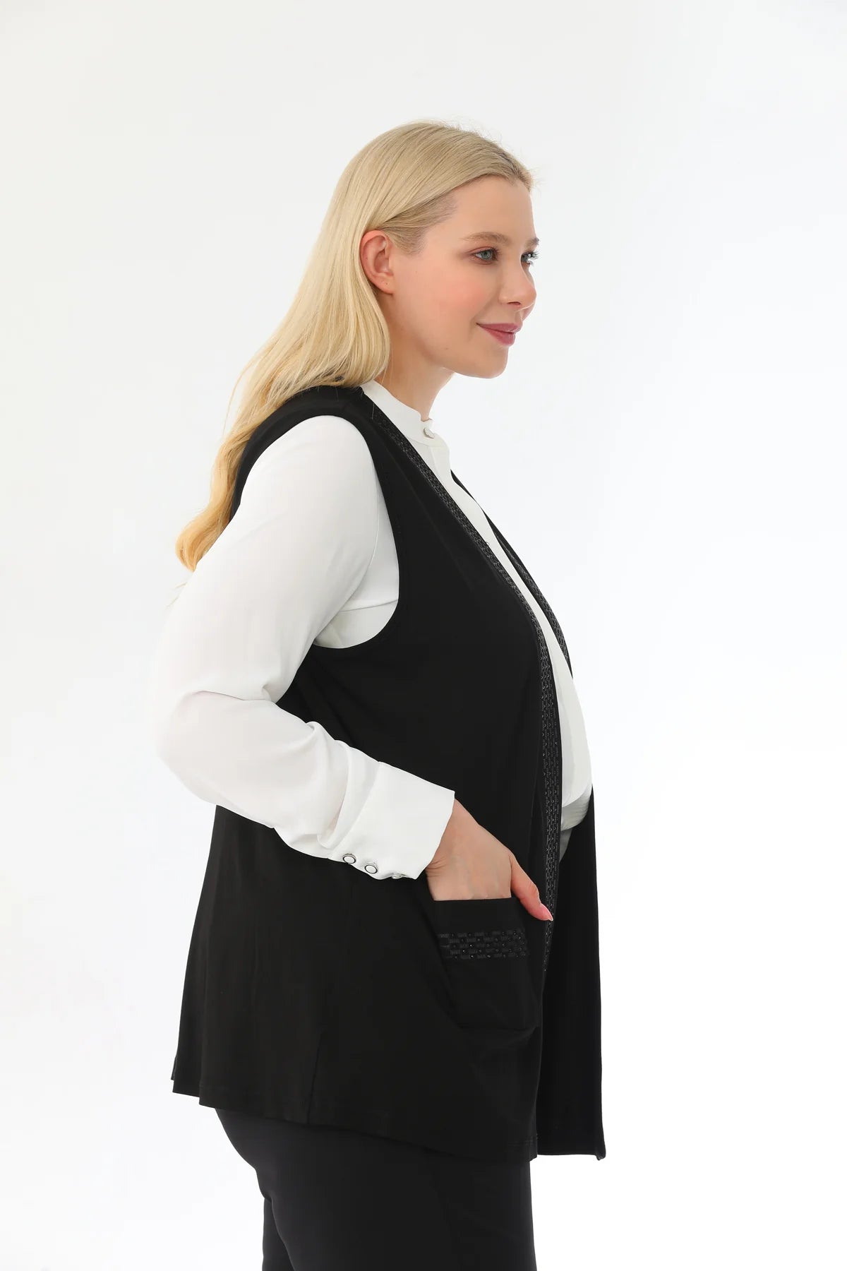 HSN Plus Cotton Vest Black
