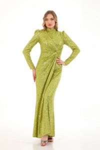 T&Y Shinny Dress Oil Green